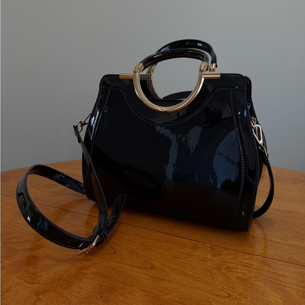 Elegant Black Patent Leather Purse